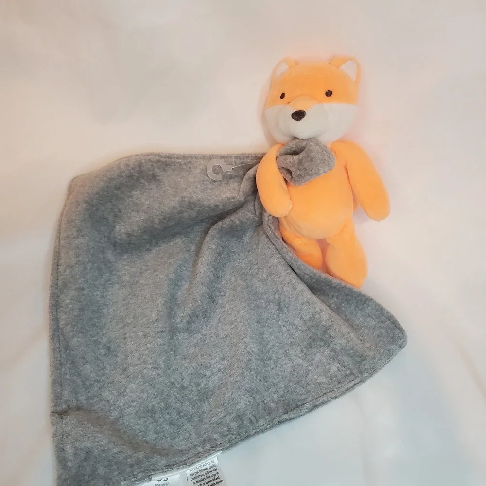 Carters Orange Fox Plush‎ Lovey Rattle Gray Fleece Security Blanket Baby Toy 10